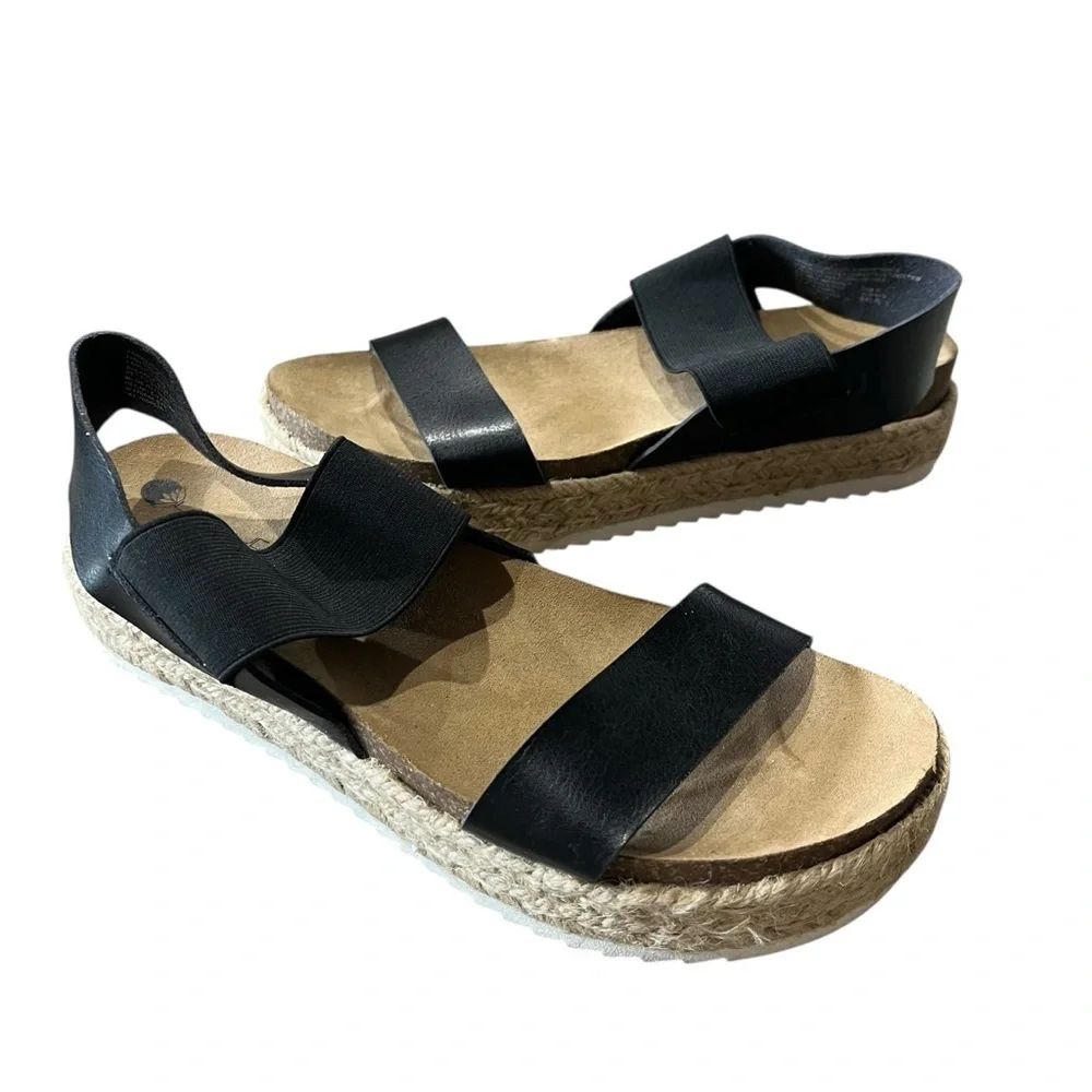 Big Buddha Sandals Women’s Size 9 Black Jute Platform Open Toe Chunky Shoes